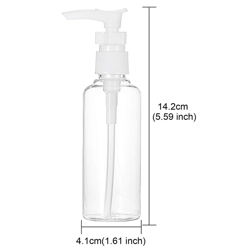 TecUnite 6 Pack Small Pump Bottles Clear Travel Bottle Plastic Empty Spray Dispenser Hand Lotion Sanitizer Refillable Accessories Set with Small Funnel for Flight, Airport, Holiday(100 ml,White) - Image 2